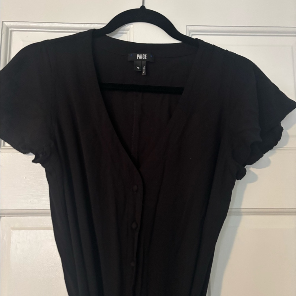 Paige Black Button-Up Belted Jumpsuit